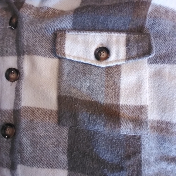 Plaid Fannel  Button-Up Jacket Womens Long Size XL Fall Cozy Outdoors Pockets - Picture 4 of 9
